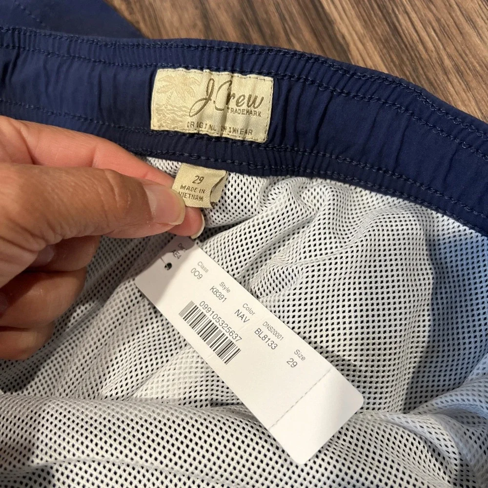 J Crew Swimming Trunks Mens In Navy Blue Size 29 Shorts Mesh Liner Cargo Pocket